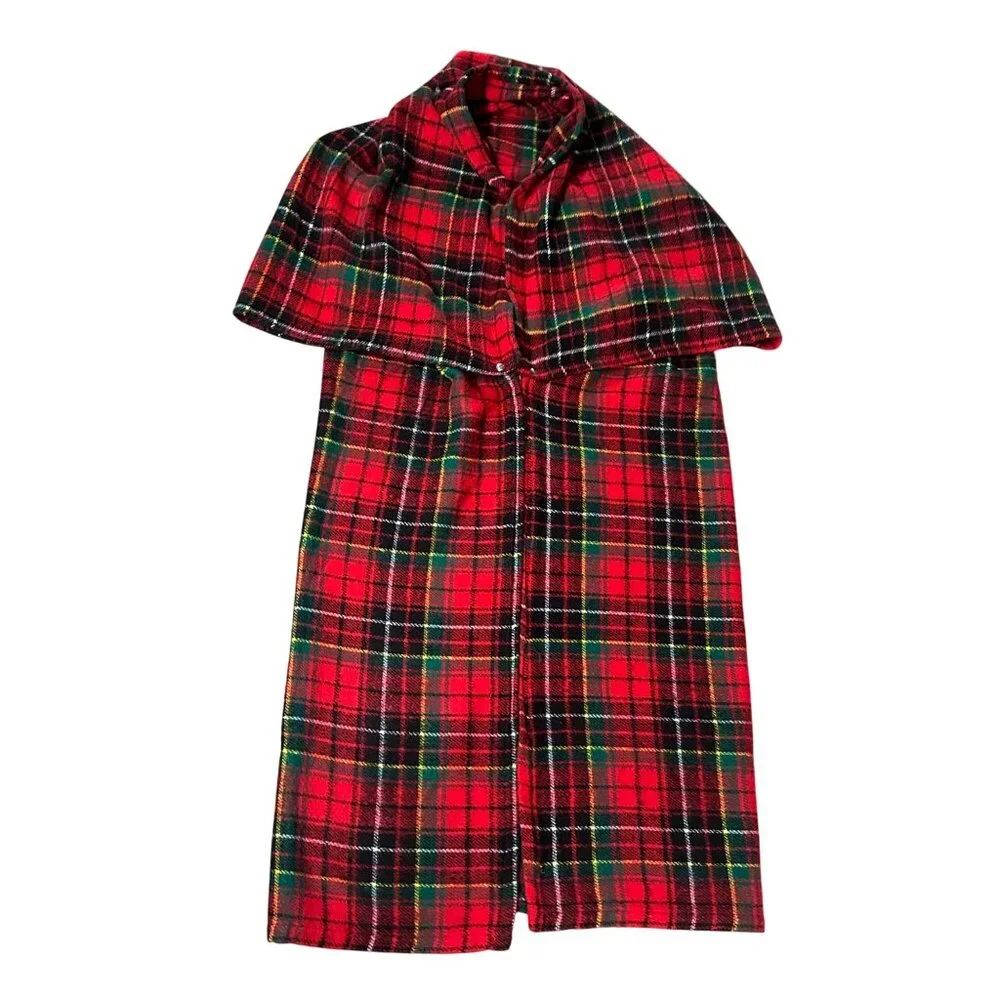 Vintage Tennessee Woolen Mills Red Plaid Stadium Blanket Acrylic USA Snuggle